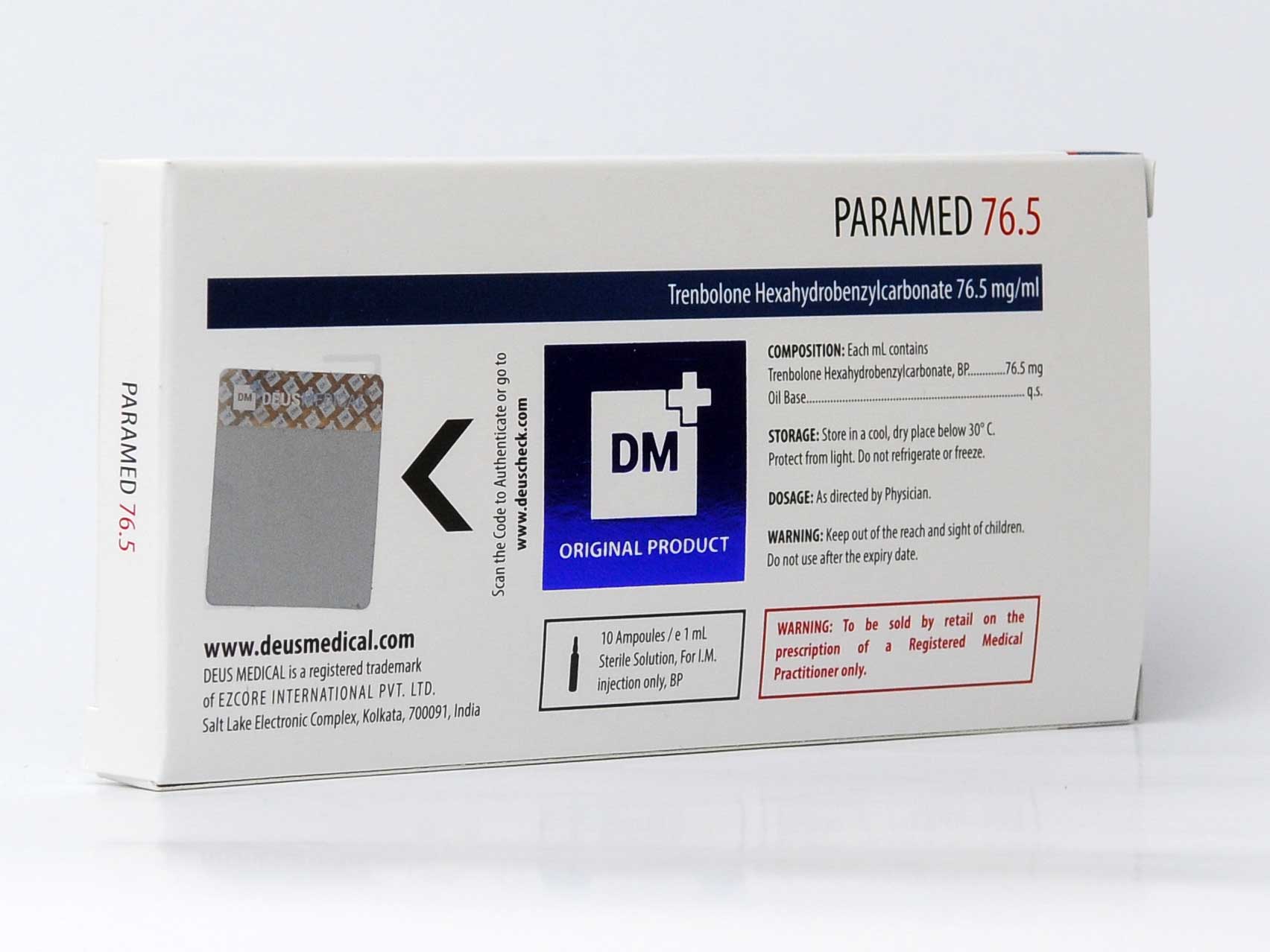 Paramed 76,5mg – Hexahidrobenzilcarbonato de trembolona – Deus Medical - Imagem 3