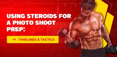 Fisiculturista alcançando um físico seco e definido durante a preparação da sessão de fotos assistida por esteróides com tempo adequado, dieta e controle de água.